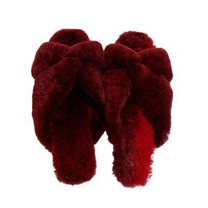 ALUMNAE Faux Fur Red Trim Slides